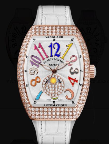 Review Franck Muller Vanguard Lady Moonphase Replica Watch Cheap Price V 32 SC FO L D CD 1P COLD - Click Image to Close